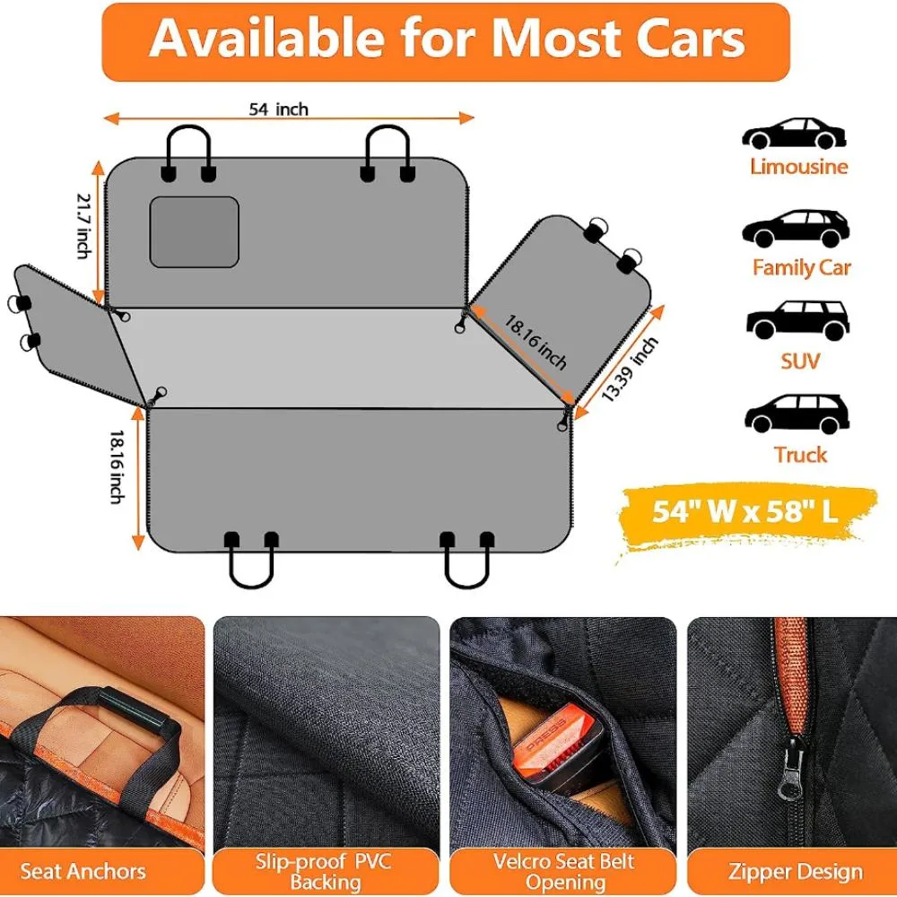 Durable Scratchproof Nonslip Dog Car Hammock with Universal Size for Cars/Trucks/SUV
