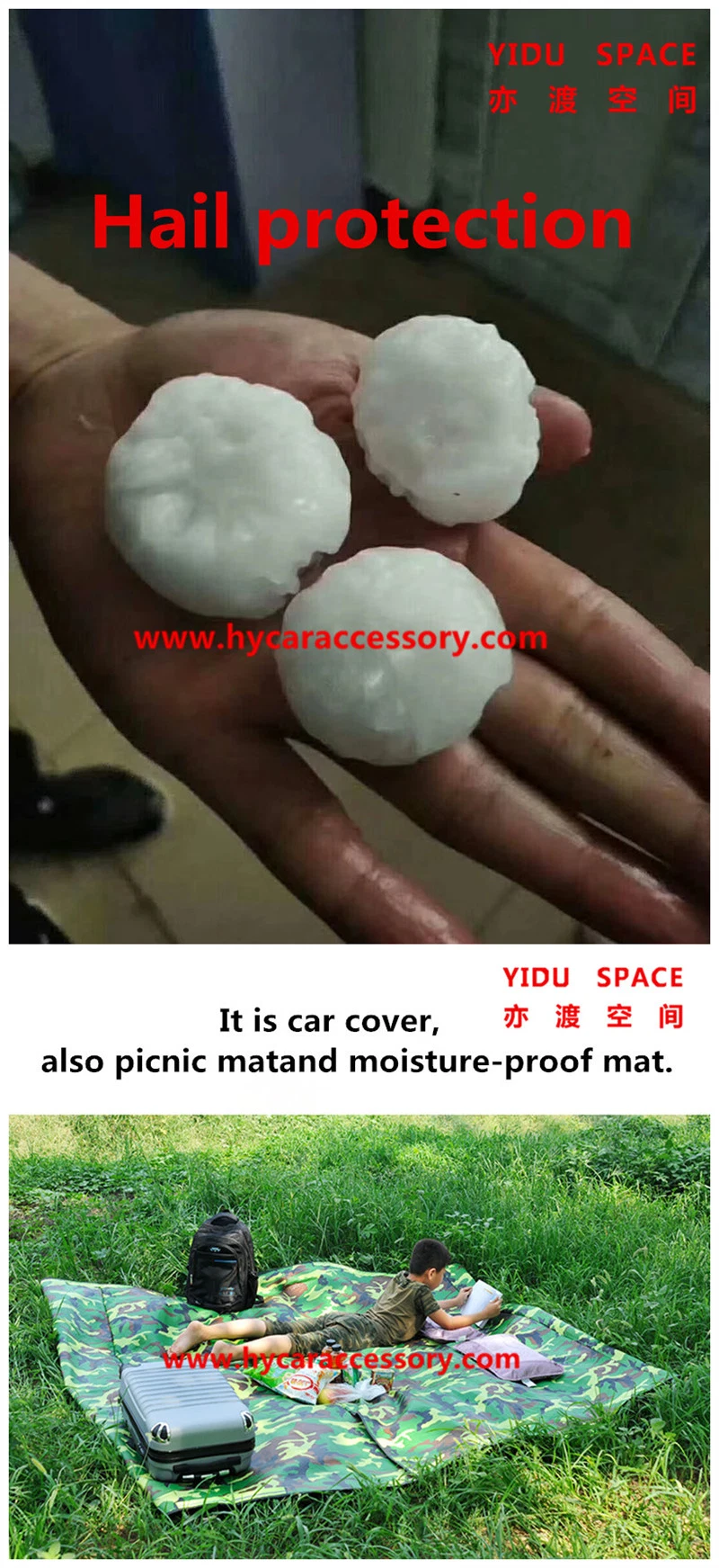 Real Hail Protection Anti Snow Anti Ice Fast Padded Auto Car Cover Picnic Outing Mat
