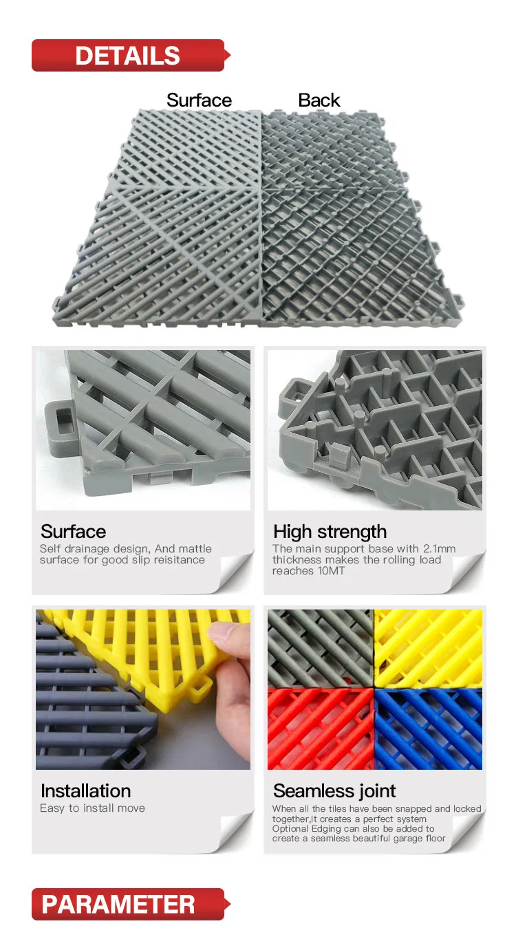 Interlocking Grille Tile Heavy Duty Mat for Garage Flooring Car Washing Facility Drain Balcony Yard Deck Floor