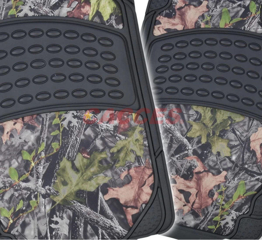 Colors Camouflage 4 Piece All Weather Waterproof Rubber Car Floor Mat-Fit Most Car Truck SUV, Trimmable, Heavy Duty- in-FM03p Stylish Natural Forest Auto Carpet
