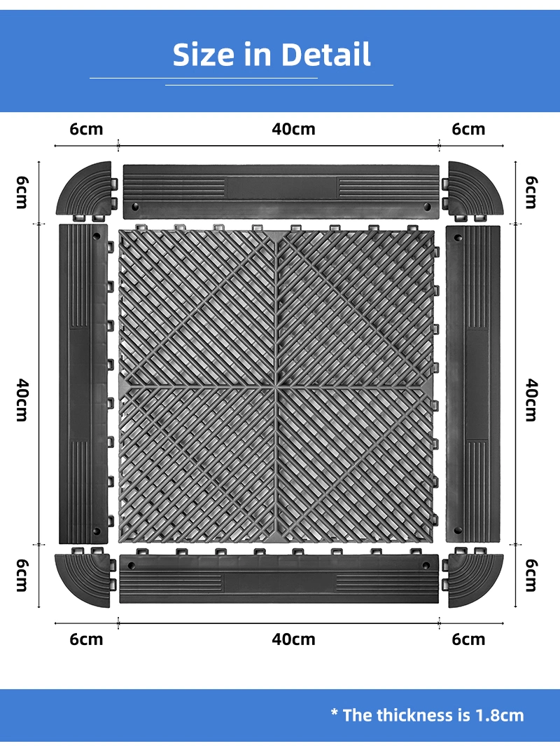 Plastic PP Car Wash Drain Interlocking Garage Floor Tile Mat