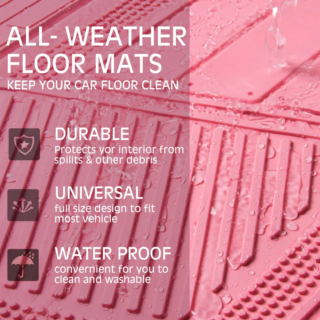 Custom Waterproof 3D Floor Mats Soundproof PVC Leather Pink Universal Rubber Car Mats for Women