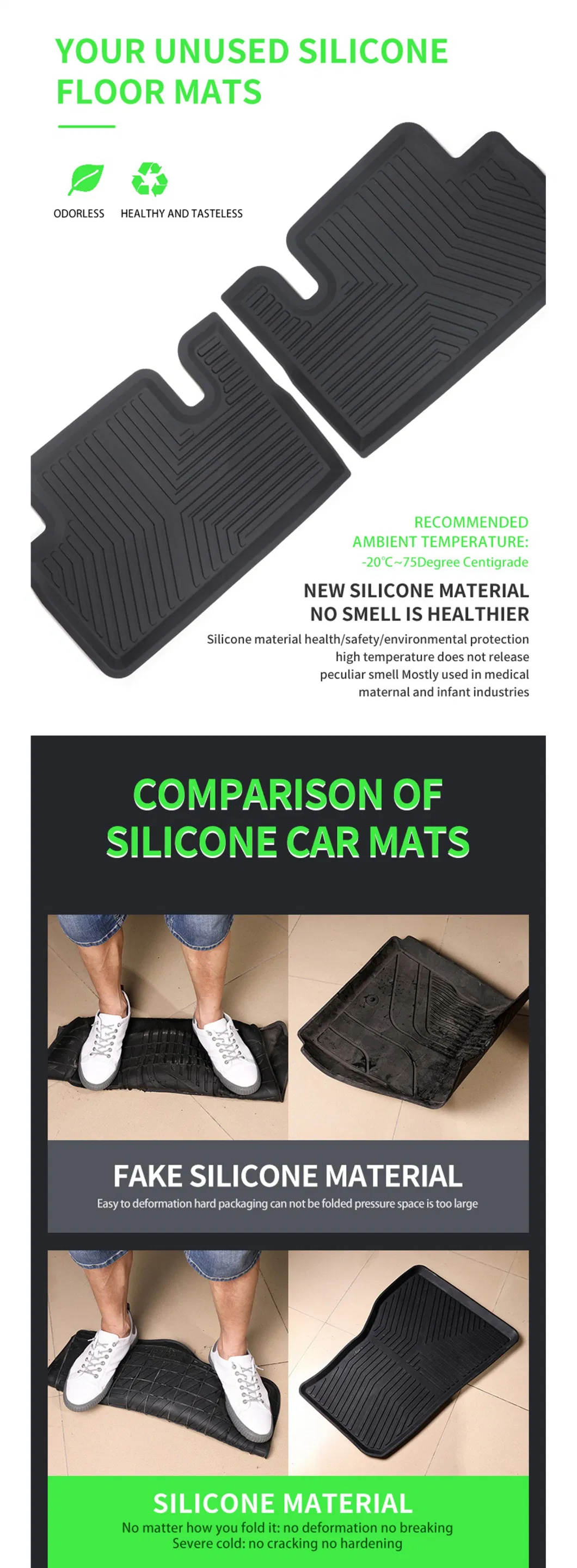 Luxury Brand Custom Silicone Car Floor Mat for Tesla Models