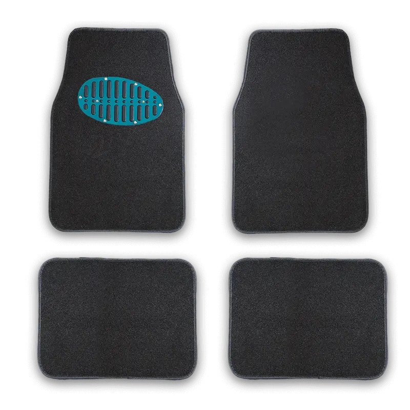 Auto Accessories Green Leaves Car Carpet Mats with Heel Pad Fit for Sedan, Suvs, Truck, Vans Set of 4 (Black and)