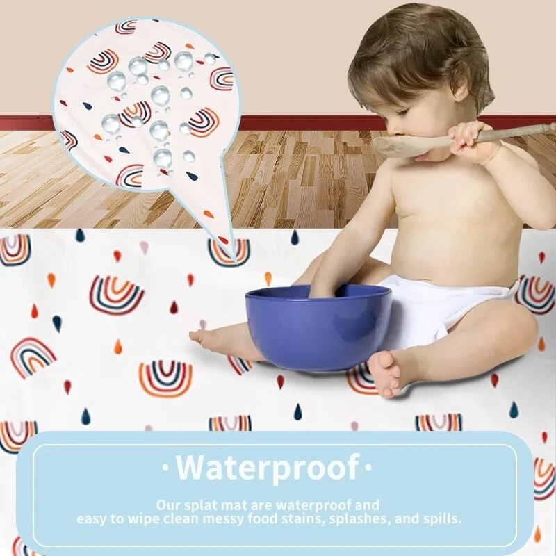 Waterproof Anti Slip Custom Print Baby Floor Mats for Under High Chair