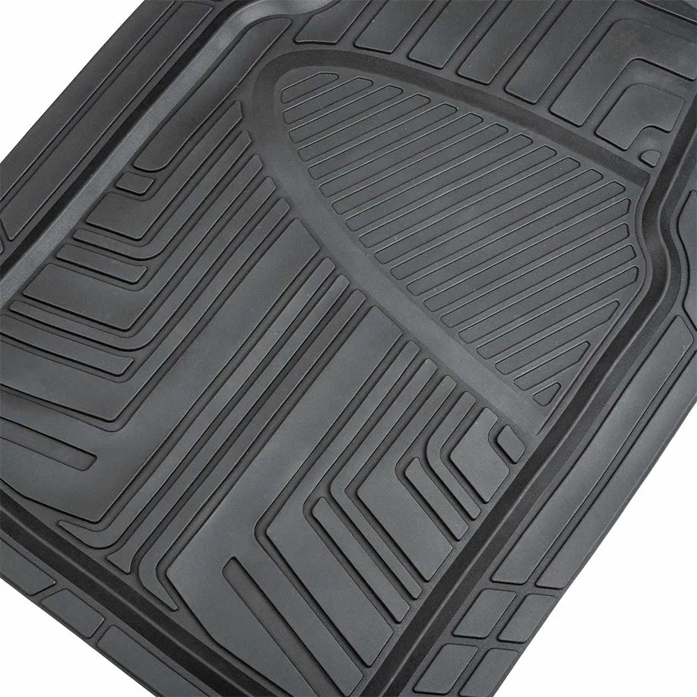 2-Piece Premium Rubber Floor Mat for Cars, Suvs and Trucks, All Weather Protection, Universal Trim to Fit