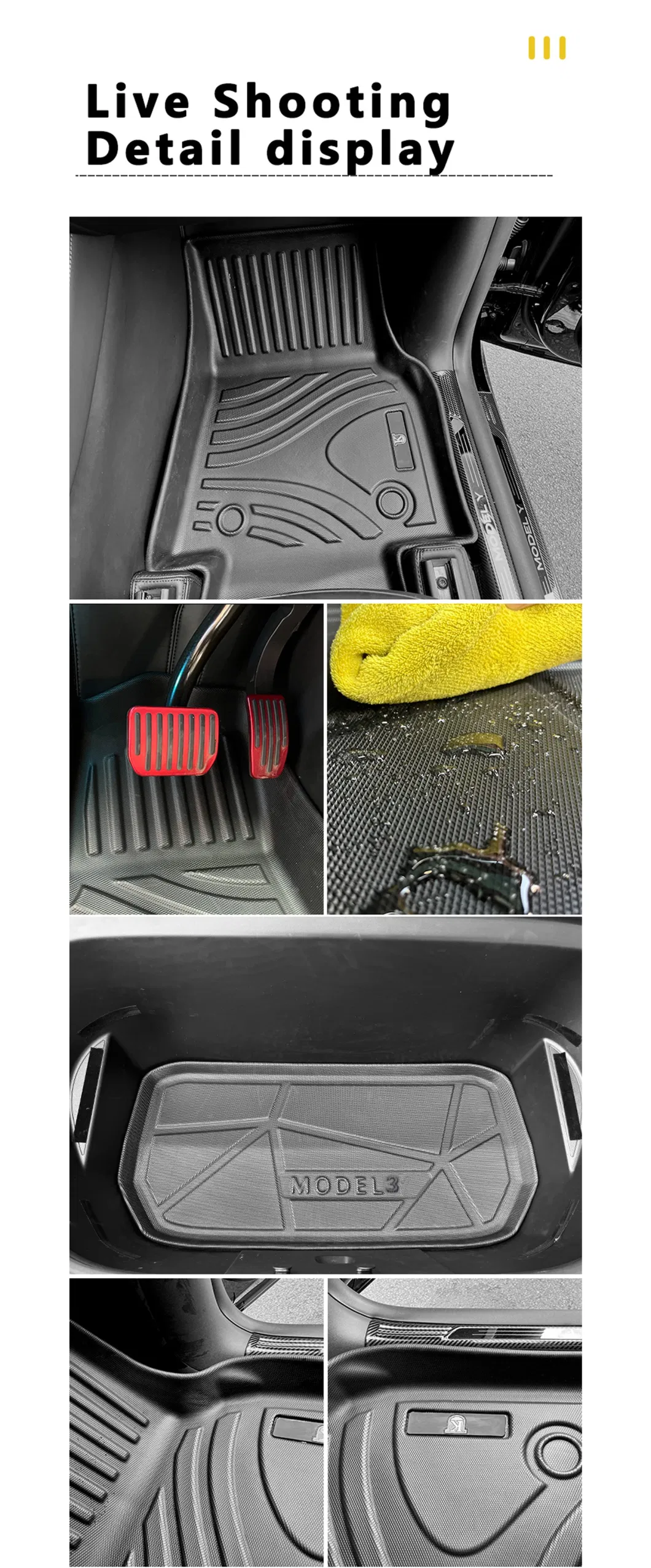 TPE High Edge Waterproof Non-Slip Floor Mats for Tesla Model 3