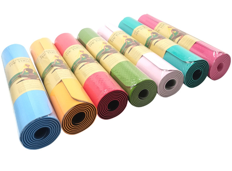 Two-Color Floor Gym Sport Rubber TPE Foam Yoga Mat with Custom Logo