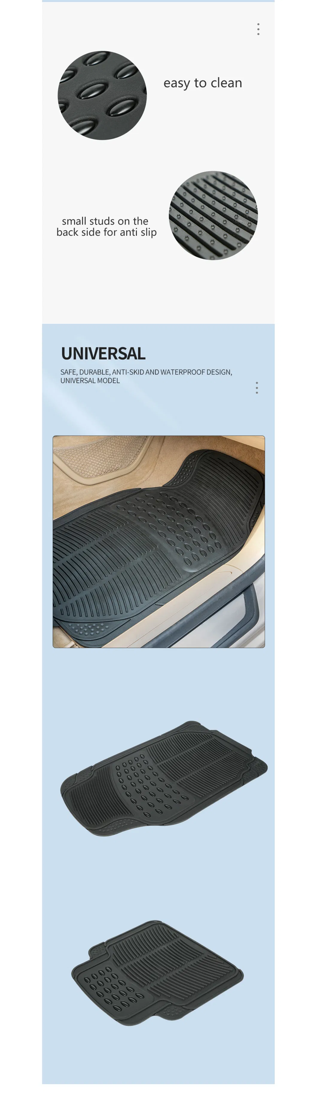 Universal Fit Anti Slip Mat Car Carpet Mats Set PVC Car Mat