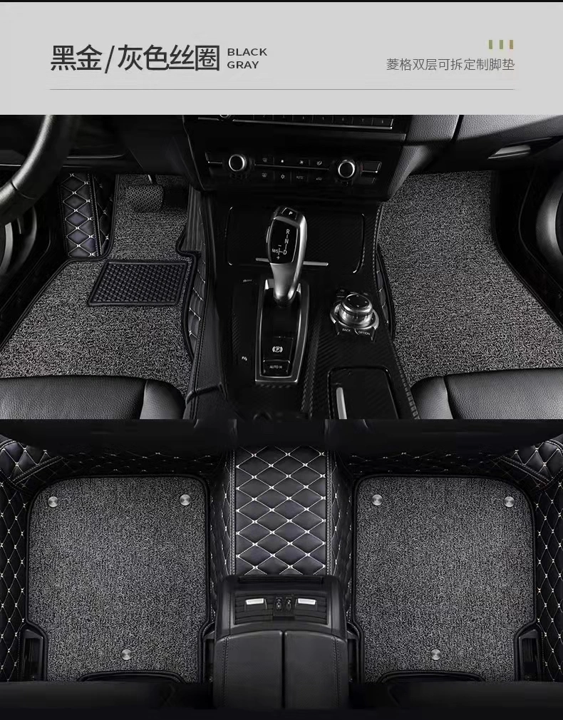 Qinding Car Floor Mats Diamond Pattern Luxury Universal All-Weather Heavy-Duty Faux Leather Car Floor Mats for Women Men Design Anti-Skid/Slip Backing