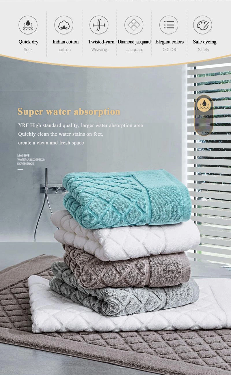Hotel Supply Bath Mats White Thick 20 X 31 Inch Non-Slip Absorbent 100% China Cotton