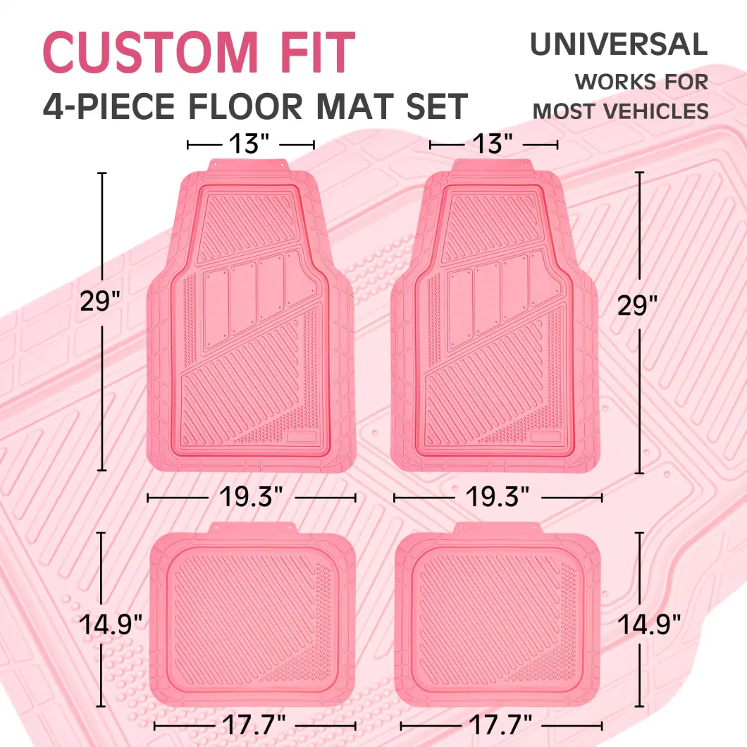 Custom Waterproof 3D Floor Mats Soundproof PVC Leather Pink Universal Rubber Car Mats for Women