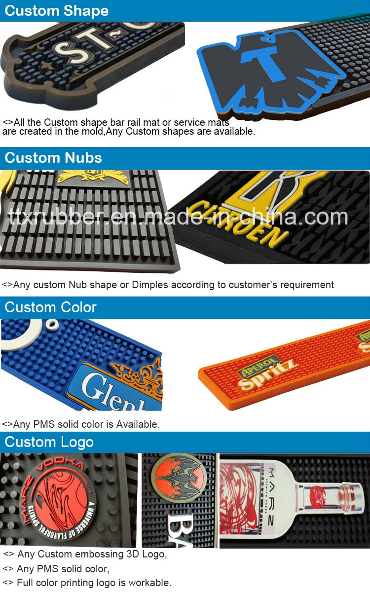 Customized Embossing Logo Soft Flexible PVC Bar Mat Non Slip Easy Clean Bar Drip Drain Mat