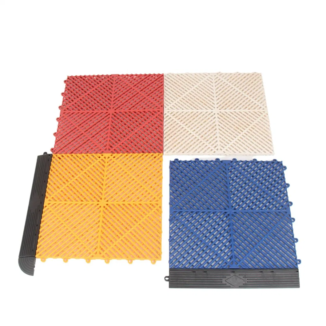 40X40X1.8cm PP Plastic Non-Slip Interlocking Garage Floor Tiles Drainage Mats for Basement Swimming Car Parking