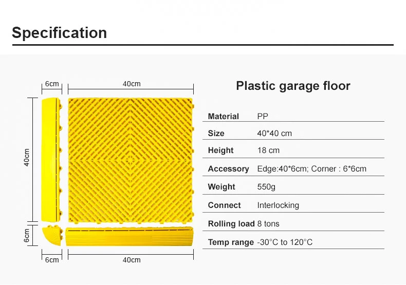 PP Interlocking Mat Anti Slip Interlocking Drainage Garage Floor Tiles Plastic Floor Car Washing Floor