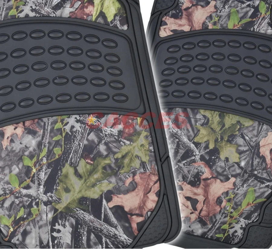 Automotive Floor Mat Camouflage Climaproof for All Weather Protection Universal Fit Heavy Duty Rubber Premium Recon Fit Most Car,SUV&Truck,Car Forest Leaves Pad