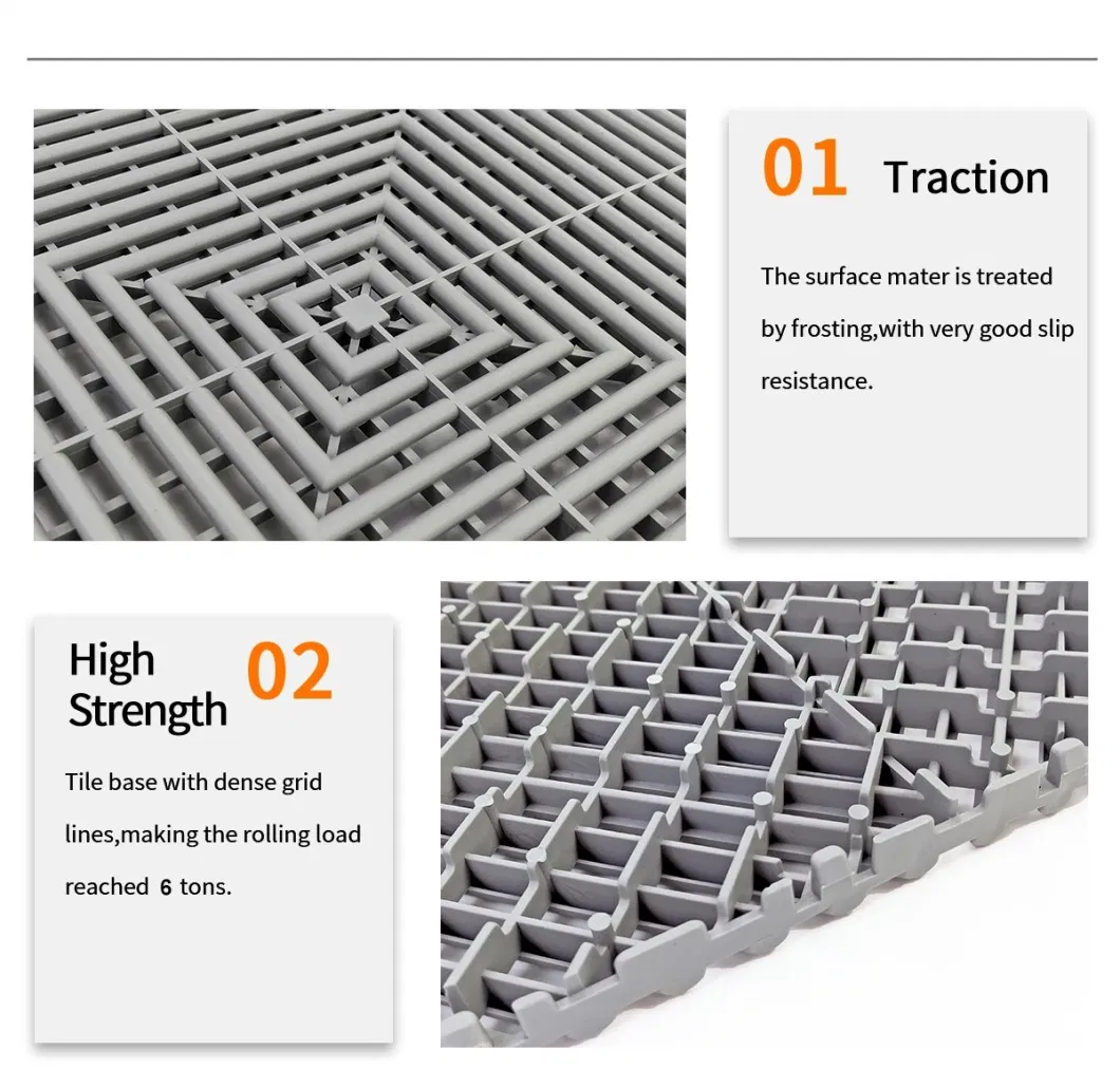 400*400*18 PP Car Wash Wear-Resistant Plastic Splicing Floor Tile, Easy Toclean PP Garage Ingterlocking Floor Mat,
