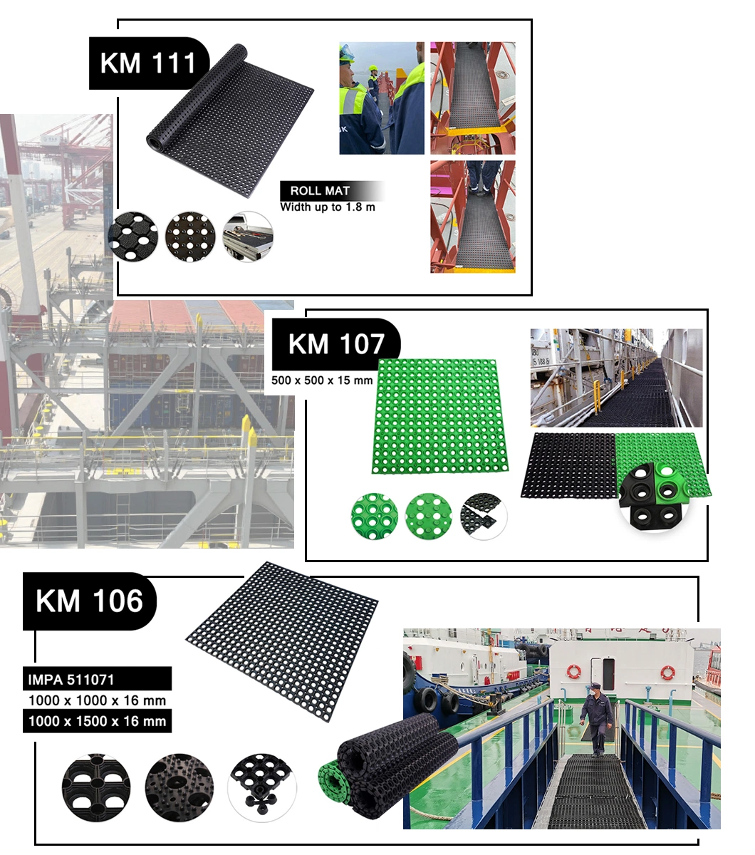 Ocean Cargo Ship Deck Rubber Mat with Connector 1000*1000*16mm