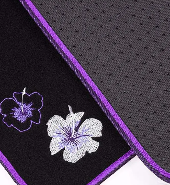 Black and Purple Universal Fit Embroidery Butterfly and Flower Car Floor Mats