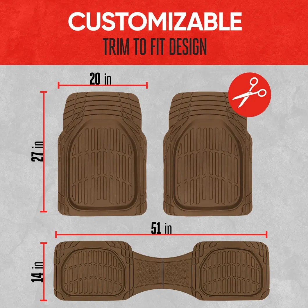 Heavy Duty Anti Slip Full Set Front Waterproof PVC Rubber Car Floor Mats for Trucks SUV Universal Car Accessories