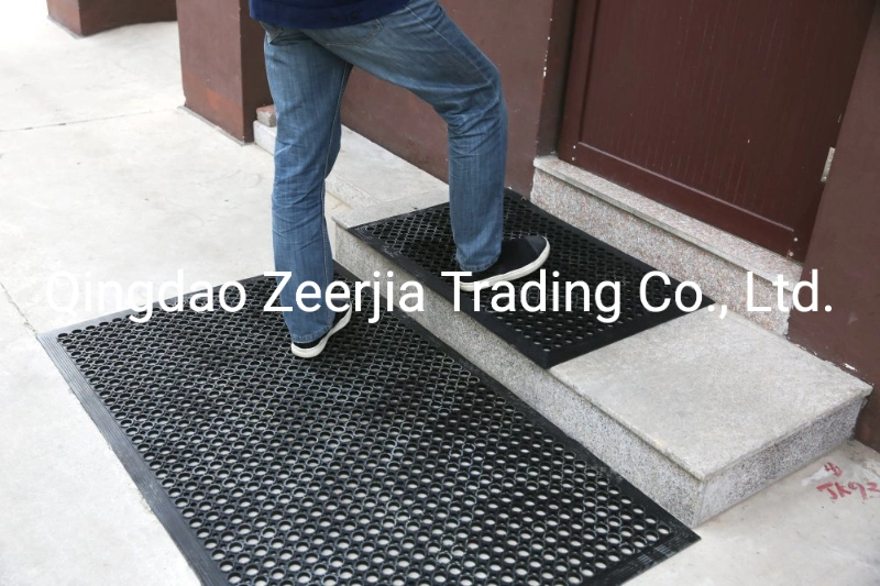 Anti Slip and Anti Fatigue Durable Rubber Floor Mat with Safety Edge and Drainage Holes