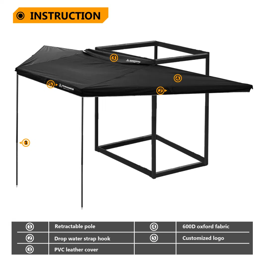 180 Degree Freestanding Cover Conditions Overland Vehicle Camping Car Side Awning