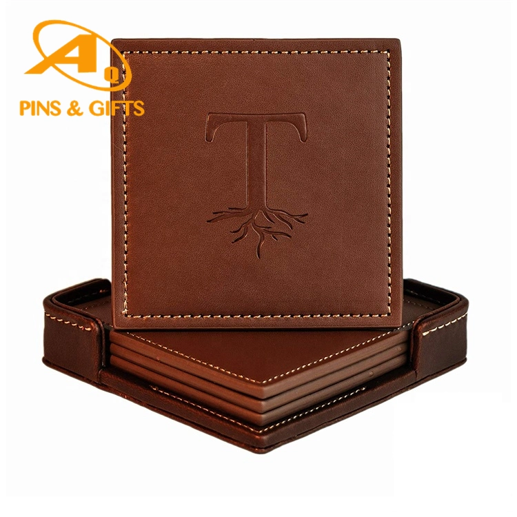 Custom Promotional Warmer Pad Portable Coffee Mug Heating Beverage Leather Cup Coaster for Tea or Coffee