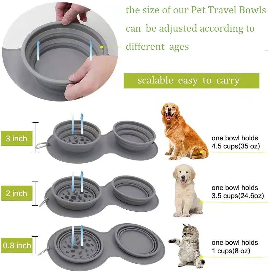 Shurui Silicone Portable Camping Collapsible Travel Bowls Pet Food Water Feeder Bowl