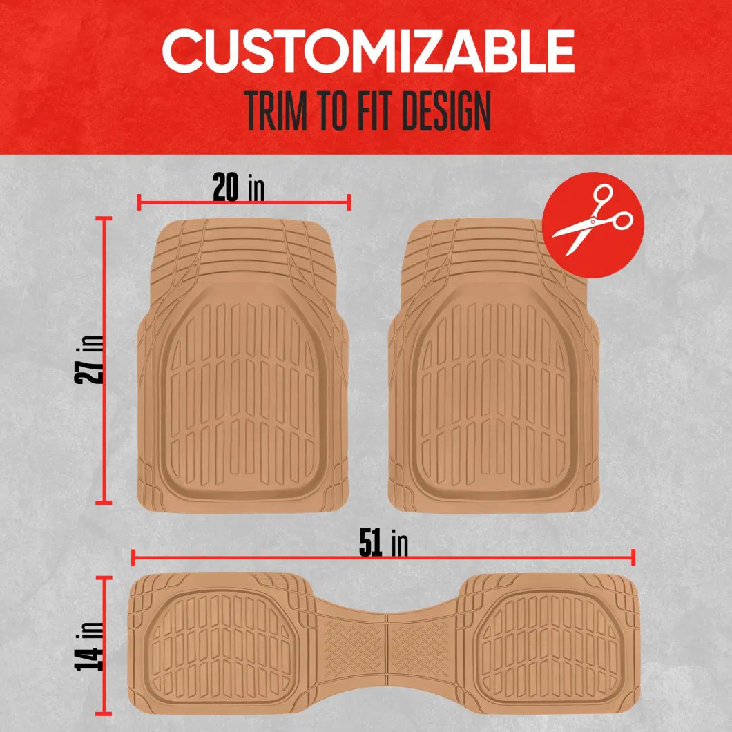 Custom Anti Slip Full Set Front Car Mats Beige Waterproof Car Floor Mats for Trucks SUV Universal Car Accessories