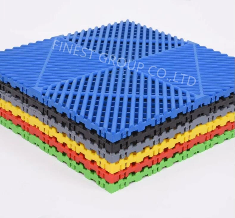 Durable Ribbed 400X400mm Garage Flooring Tiles Garage Floor Mat for Car Wash, PP Floor for Workshop, PP Floors for Warehouse