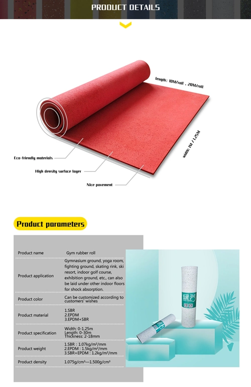Factory Price Hot Selling Gym Rubber Roll Flooring Tile/Fire Resistant Rubber Floor Carpet and Mat for Sport Fitness