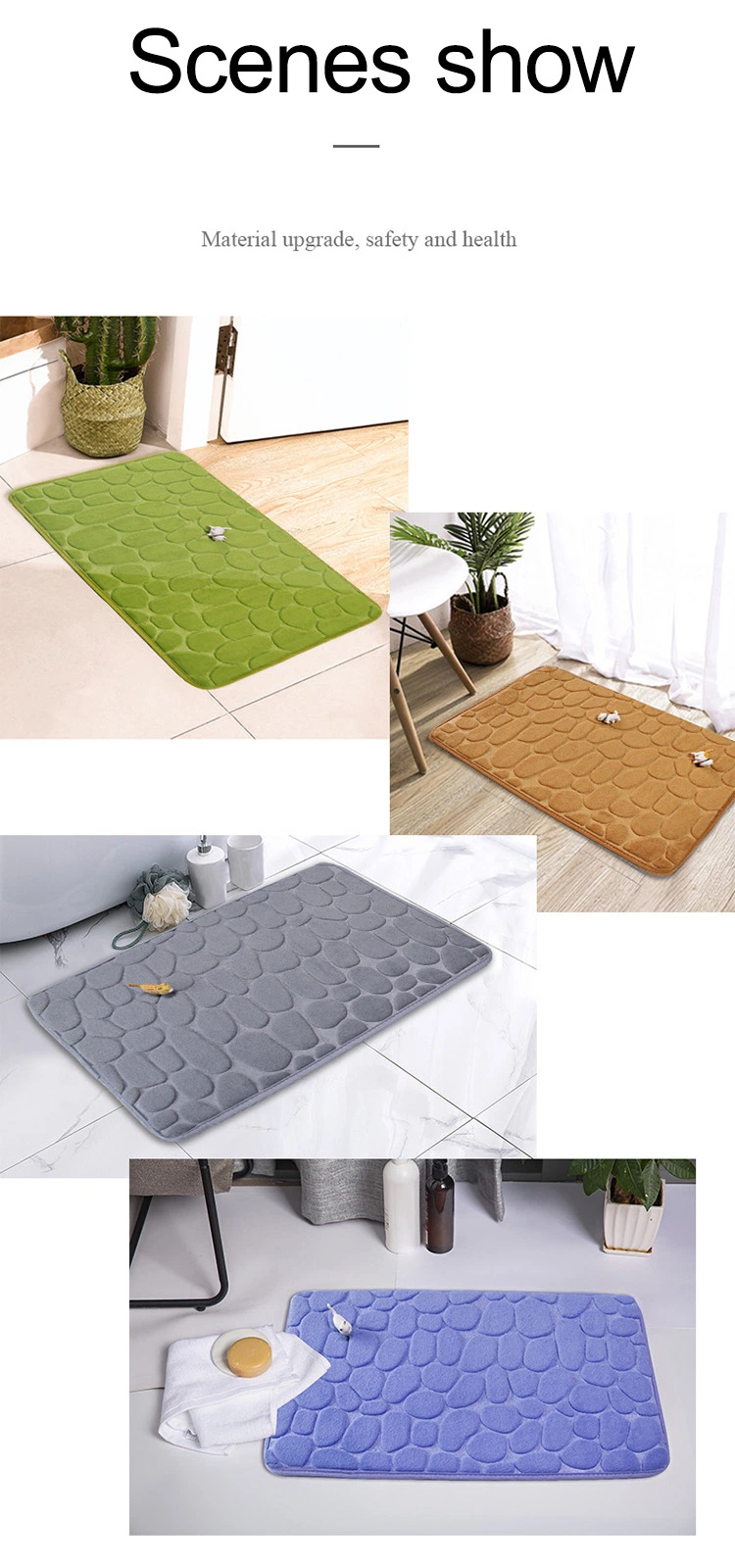 Custom Embossed Mat Non Slip Memory Foam Thickened Absorbent Home Floor Mat