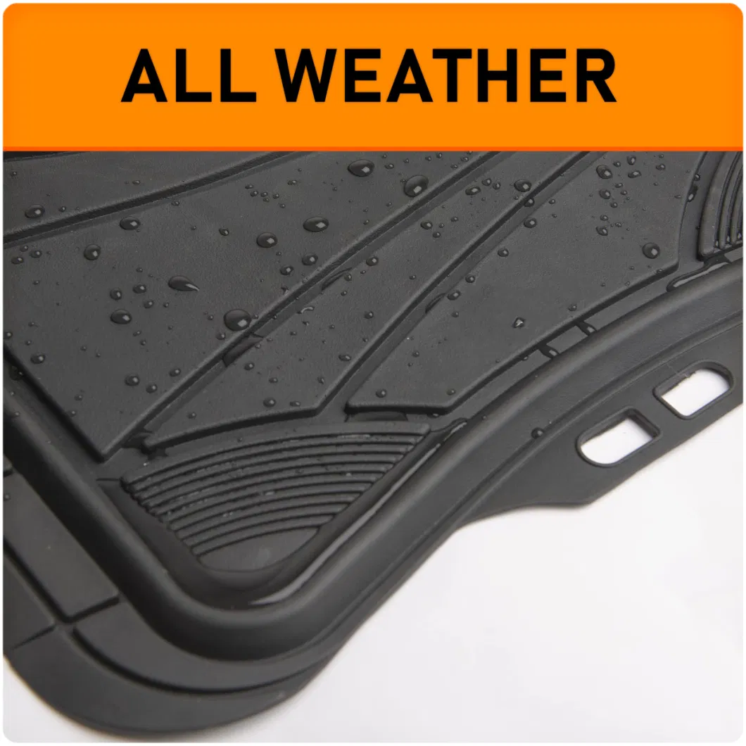 4-Piece Rubber Floor Mats, All-Weather Protection, Universal Trim to Fit Front, Back, Full Coverage Custom Fit Mats for Cars