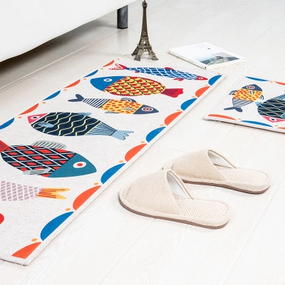 Anti-Slip Durable Linen Cotton Entry Custom Anti Fatigue Linen Fabric Non-Slip Square Front Door Foot Mat Indoor Clear Kitchen Door Mat