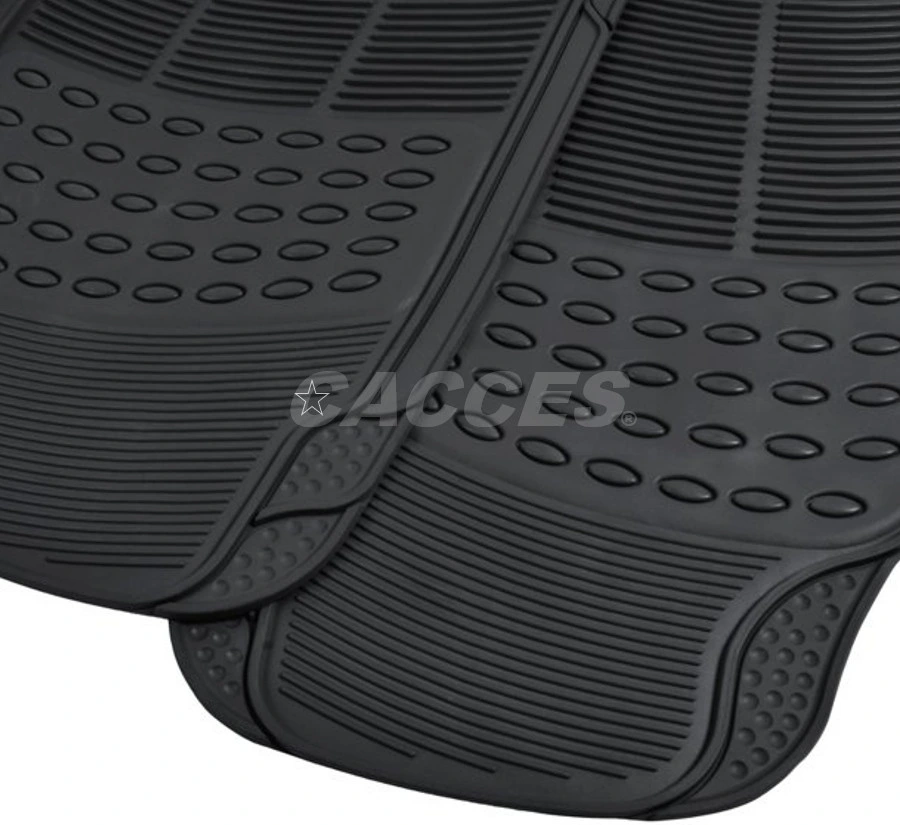 Cacces 4-Piece Black/Grey/Beige/Red/Blue/Green/...Rubber All-Season Trim-to-Fit Floor Mats for Cars, Trucks and Suvs Universal Car Carpets Car Floor Protection