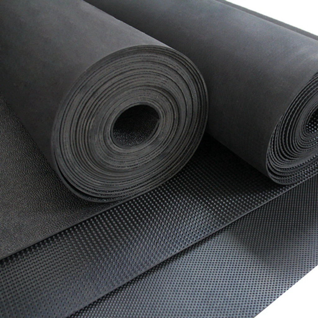 Durable Non-Slip Cr SBR Rubber Sheet Diamond Rhombus Textured Grip Top Black Rubber Mat