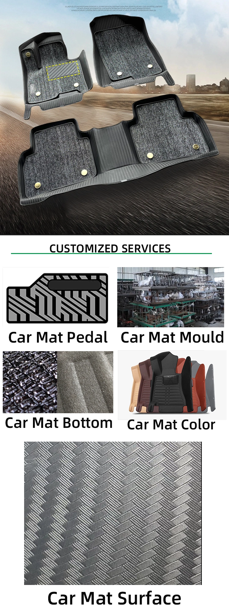 Factory High Quality Black Soft Car Floor Mat Trunk Mat