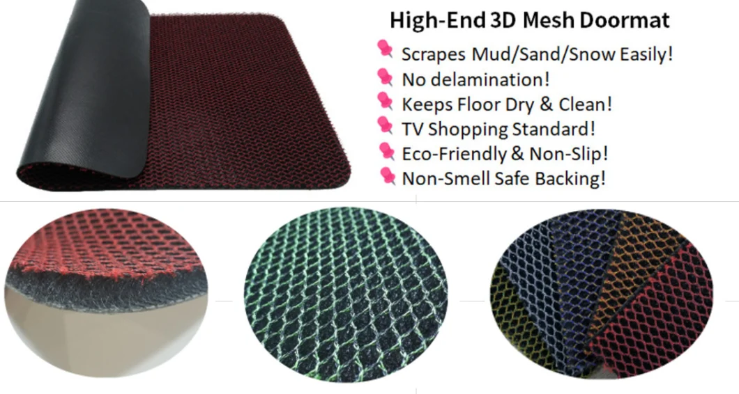 Dust Scraper Anti Fatigue Polyester Elastic PVC Plastic Mesh Car Mat