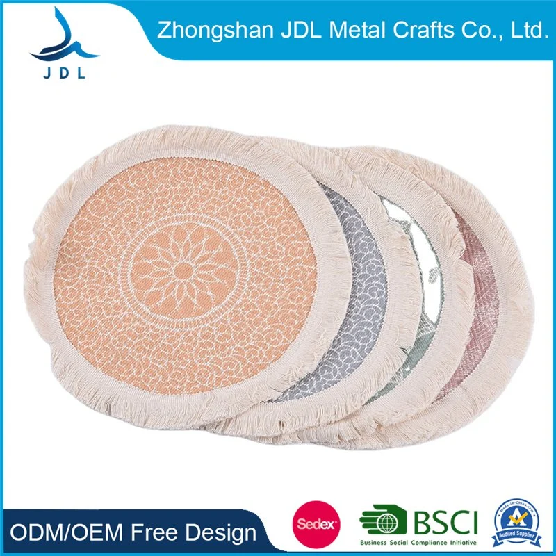 Home Decoration Tableware Round Braid Pulp Board Tablemat Cheap Bar Table Mat Price Polyester Placemat Coaster