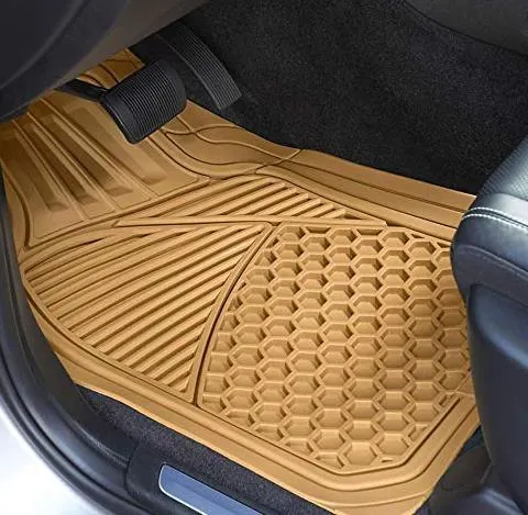 Basics 4 Piece Heavy Duty Car Floor Mat, Beige