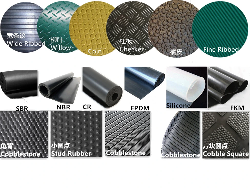 Electrical Industrial 3-10mm Thickness Coin Pattern Rubber Mat with Penny Design Garage Rubber Sheet