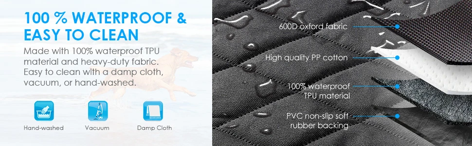 Dog Seat Covers with Detachable Mesh Visual Window 100% Waterproof with Storage Pockets, Washable Dog Hammock Universal Size