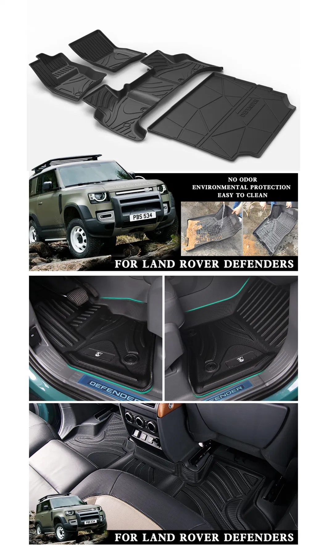 for L-and Rover Defender Trunk Mats Customized Car Rear Trunk Storage Mat