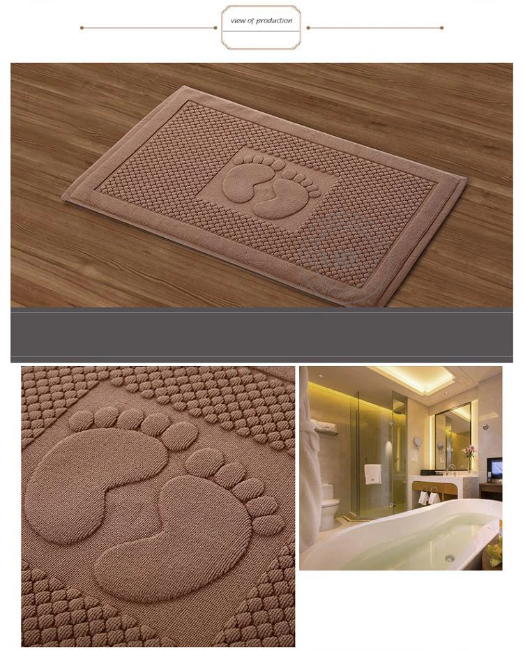 Cheap Price Floor Mats Jacquard Footprints Thick Water Absorbent Cotton Brown 32&quot;X20&quot; for Hotel
