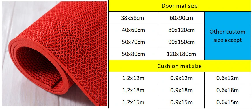 Antislip Waterproof Bathroom Washroom Kitchen Use PVC S/Net/Mesh Floor Mat