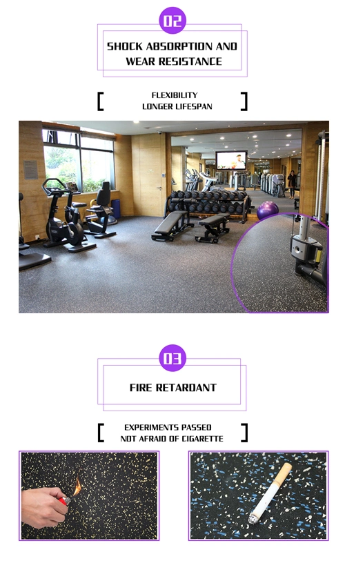 Factory Price Hot Selling Gym Rubber Roll Flooring Tile/Fire Resistant Rubber Floor Carpet and Mat for Sport Fitness