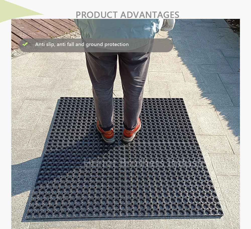 Wholesale Durable Porous Floor Grass Non-Slip Rubber Kitchen Floor Mat with Drainage Holes