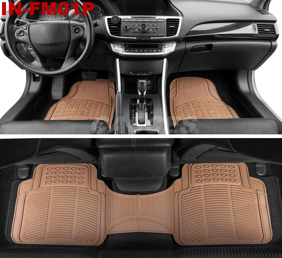 Original Cacces 3 Piece Heavy Duty Front &amp; Rear Rubber Floor Mats in-FM01p for Car SUV Van &amp; Truck, Black-All Weather Floor Protection Carpet Fit Most Vehicles