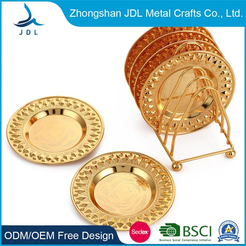 Custom Gold Plating Laser Engraved Aluminum Ceramic Pot Holder Vinyl Table Mat Wedding and 402 Metal Coaster Craft