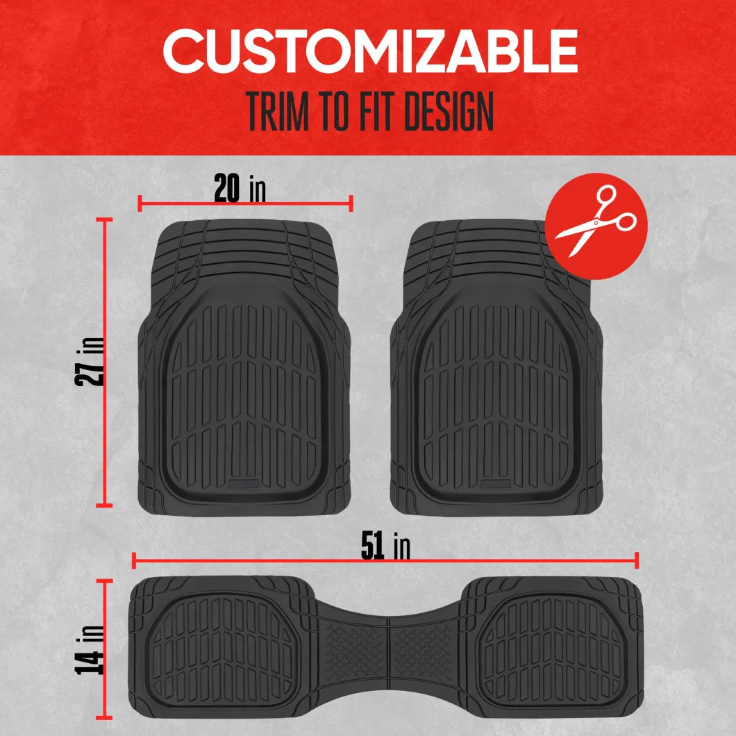 Floor Mats for Cars Black Deep Dish All-Weather Car Mats Waterproof Trim to Fit Automotive Floor Mats for Cars Trucks SUV Universal Floor Liner Car Accessories
